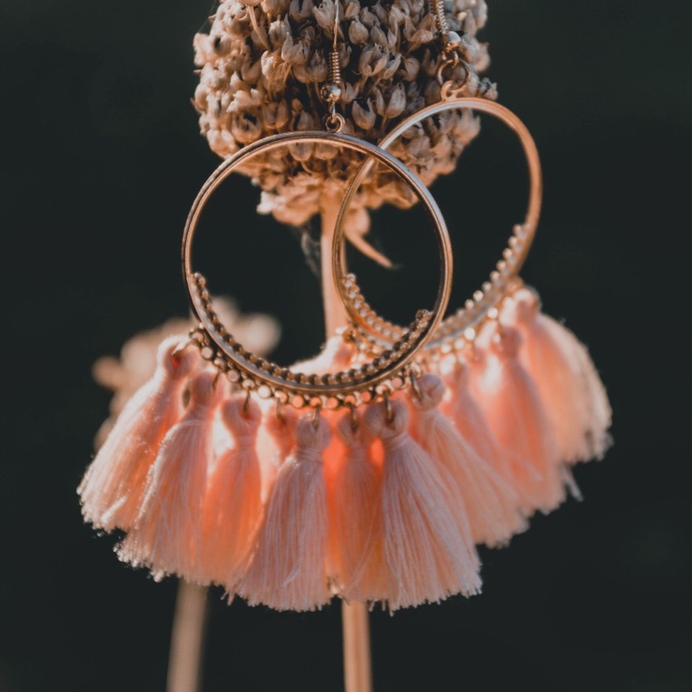 “Arriba!” Boho Festival Tassel Fringe Hoop Fun/Cute Summer Beach Party Earrings - Picture 8 of 16